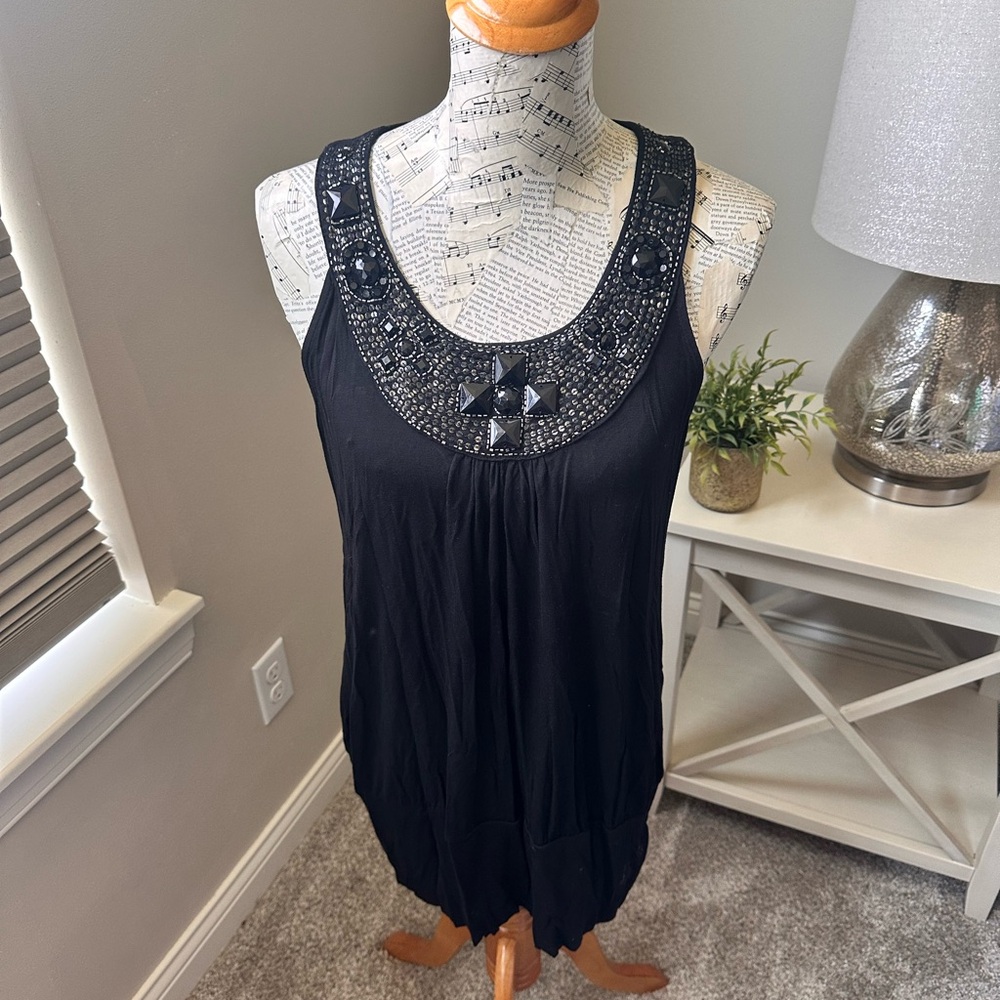 INC International Concepts Black Sleeveless Top